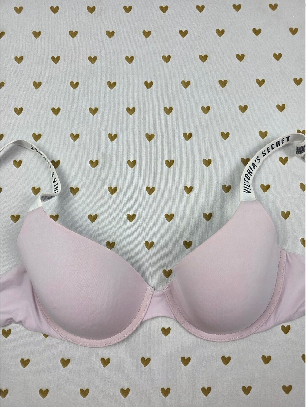 Victorias Secret Logo Strap T shirt lightly lined Demi Bra 34B